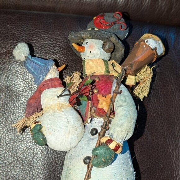 *3 FOR $9* Stuffed weighted Snowman with Baby Handmade Painted Figurine Decor - Picture 2 of 3